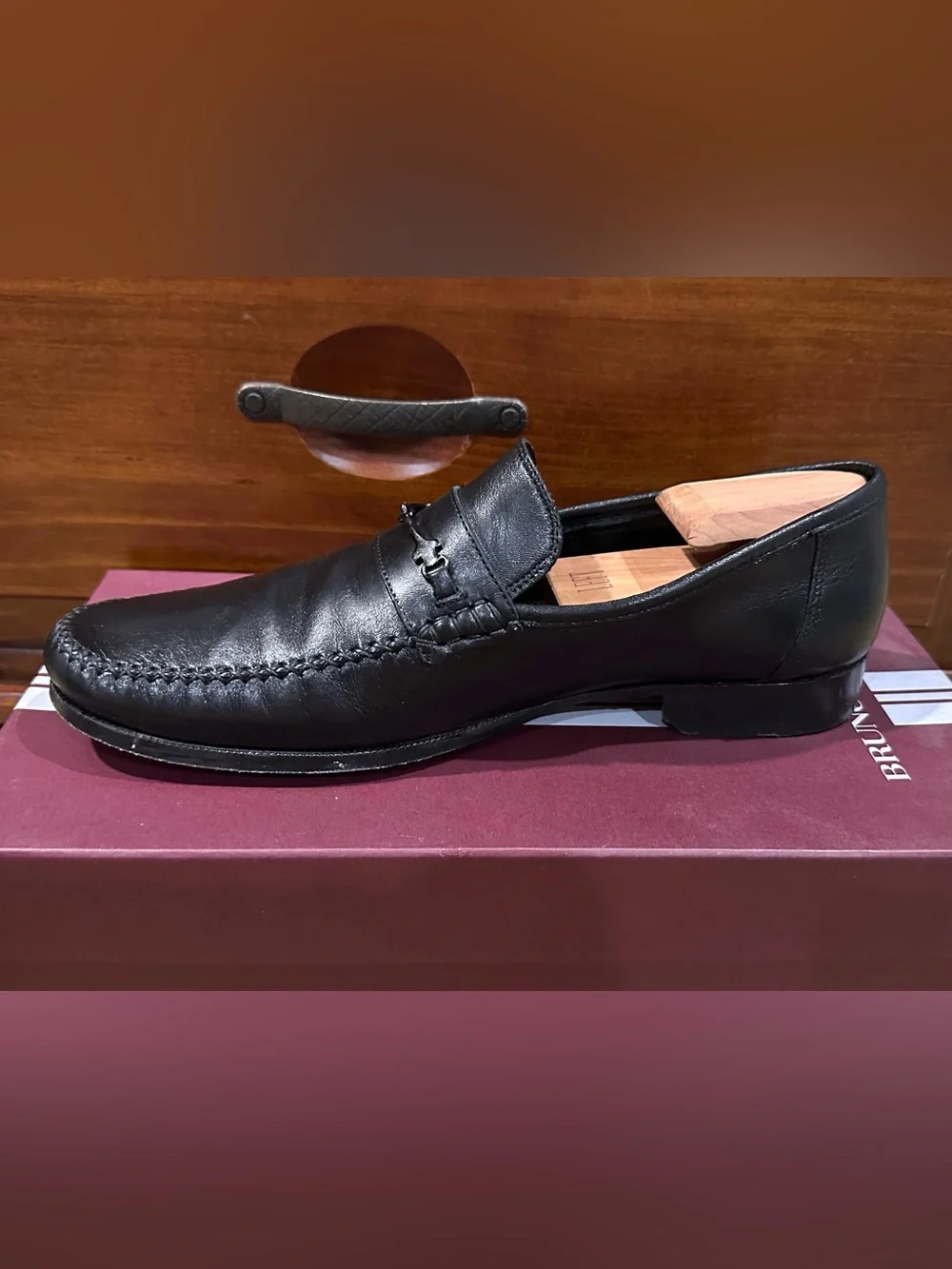 Bruno Magli Men's Black Leather Bit Moccasin Loafers 11.5